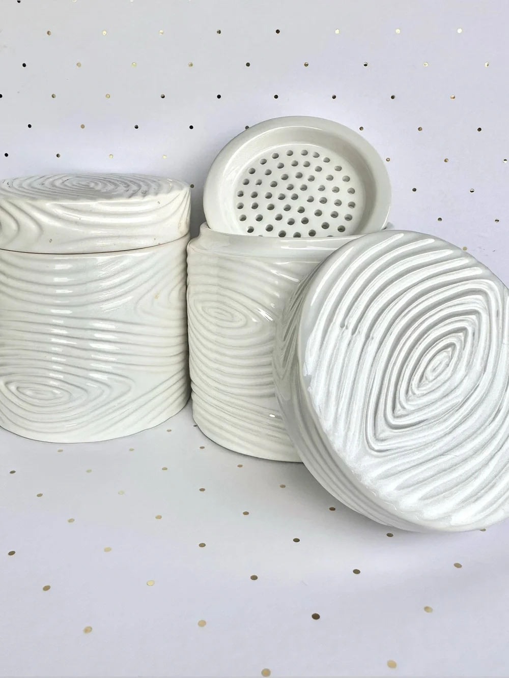 Temptations by Tara set of 2 Bacon Grease Ceramic Containers NIB